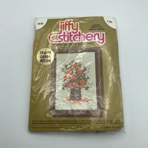 Vintage NWT Jiffy Stitchery Bouquet Orange and Bro